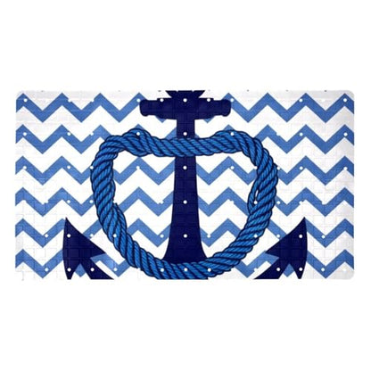 Bath Tub Shower Mat, Washable Bathtub Floor Mats, Suction Cups and Drain Holes to Keep Tubs Clean, Soft on Feet, Bathroom Essentials, 26.8x15.1 Inch, Anchor - color: Multi 4