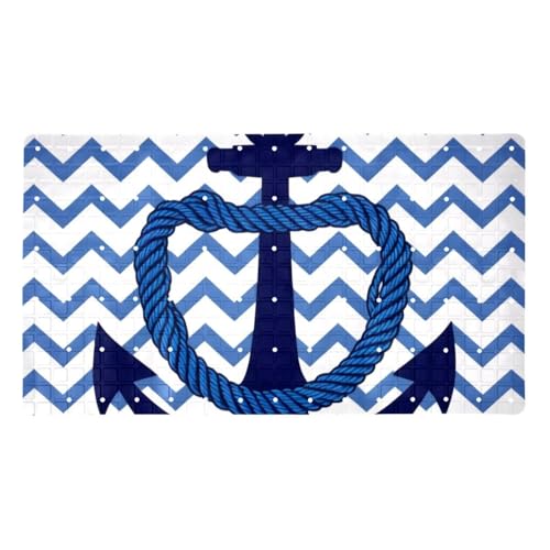 Bath Tub Shower Mat, Washable Bathtub Floor Mats, Suction Cups and Drain Holes to Keep Tubs Clean, Soft on Feet, Bathroom Essentials, 26.8x15.1 Inch, Anchor - color: Multi 4