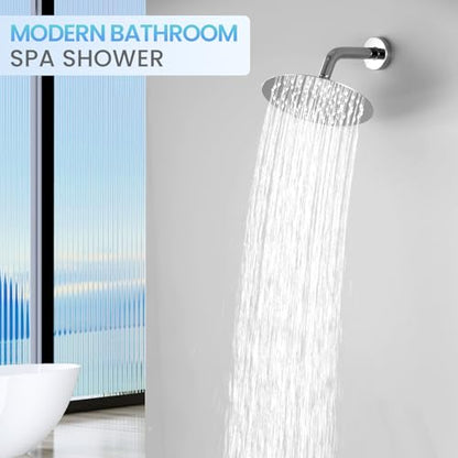 8 Inch Rain Shower Head Chrome, Round Rainfall Shower Heads with 90 Anti-Clog Silicone Nozzles, All Metal Stainless Steel Ceiling Mount - color: Chrome Polished, size: 8 Inch