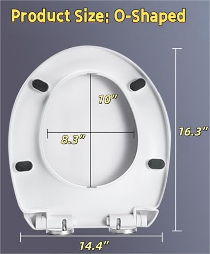 Round Plastic Toilet Seat with Quick-Release and Soft Close, Easy Install and Clean, Compatible with All Brands (White) - size: O