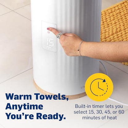 Live Fine Towel Warmer | Bucket Style Luxury Heater with LED Display, Adjustable Timer, Auto Shut-Off | Fits 40” x 70” Oversized Towel - color: White