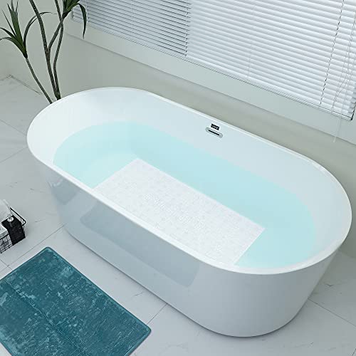 Extra Long Pebble Bath Tub Shower Mat 34.2 x 15.7, Bathmat Non-Slip with Suction Cups, Machine Washable, Bathroom Mats, Smooth/Non-Textured Surface Only (34.2" x 15.7", Clear) | Extra Long Bath Mat for Tub Non Slip, Machine Washable, Shower Mats for Insid