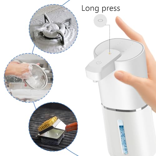 Tiiyee Automatic Foaming Soap Dispenser, 12.8oz/380ml Touchless Foam Dispenser USB Rechargeabled Wall Mounted Smart Dispensing 4 Gear Adjustable for Household Bathroom Kitchen Office Hands Free(Foam) - size: Foam
