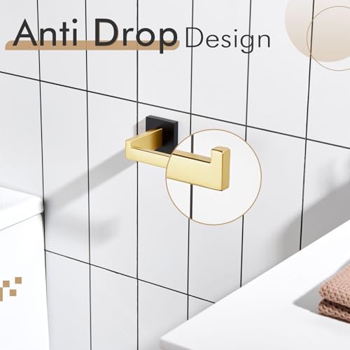 KOKOSIRI Toilet Paper Holders Wall Mounted Toilet Roll Holder for Bathrooms Hardware Washroom T-304 Stainless Steel, Matte Black and Gold B2003GDK - color: Black Gold, size: Without Shelf(1 Pack)