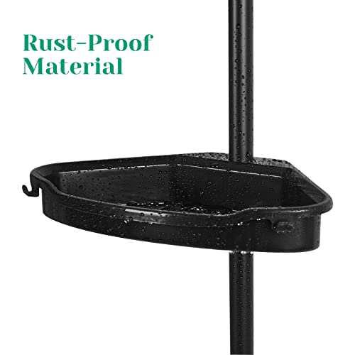 GAOMON Bathroom Rust-Resistant Shower Trolley Corner, 4-Tier Adjustable Shelf with Tension Rod, Bathroom Accessories Shower Organizer, Floor Standing Bath Shelf Bracket, Up to 123 Inch, Black