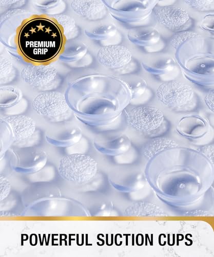 HITSLAM Bathtub Mat Non Slip, 35x16 Inch Bubble Oval Bath Tub Mat for Bathroom, Machine Washable Shower Mat with Suction Cups and Drain Holes, Clear - color: Clear, size: 35" x 16" (Oval)