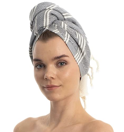 DEMMEX Organic Turkish Hand Towels for Bathroom – 100% Oeko-TEX Certified Turkish Cotton, Quick Dry, Lightweight Kitchen & Travel Towels, Diamond Weave, Large 18x36 Inches, Set of 2, Dark Gray - color: Dark Grey
