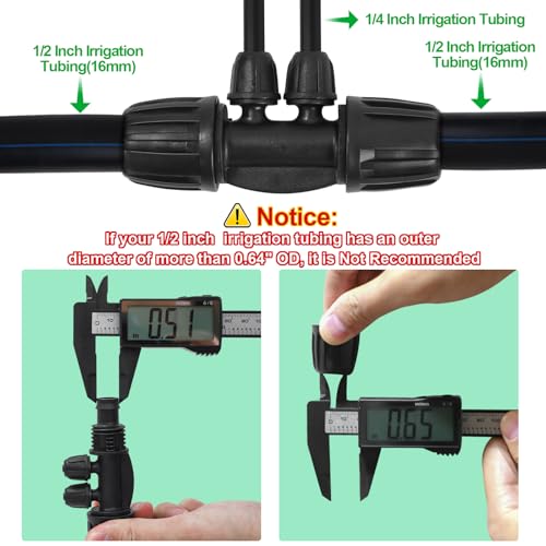 1/2 Inch To 1/4 Drip Irrigation Fittings - 8 Pack Drip Line Irrigation 1/2'' to 1/4'' Barbed Tee Adapter Anti-Drop Lock Nut Barbed Reducer 4 Way Connectors for Drip Irrigation System - size: 1/2" 4 Way Tee