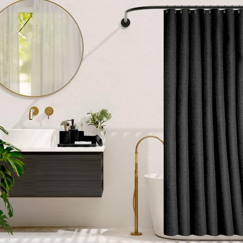Clara Clark Black Bathroom Set - Bathroom Sets with Shower Curtain and Rugs, 21PC Bathroom Accessory Set, Shower Curtain Set with Soap Dispenser & Toothbrush Holder - color: Black, size: Complete Set + Bath Rugs