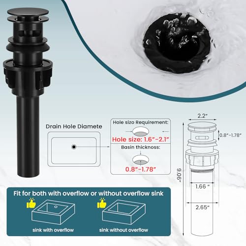 8 Inch Bathroom Faucet 3 Hole Black 2 Handle Bathroom Sink Faucet | Stainless Steel, 360° Swivel Spout, Widespread 2 Handle, Includes Pop-Up Drain,Water Supply Lines, Matte Black - color: Matte Black