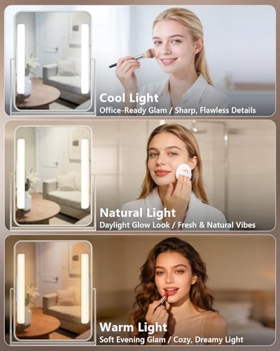 WILLED 5W Mirror Lights with Remote Control,Eye-Friendly Vanity Lights Stick on,Adjustable Color Temperatures Makeup Light with Battery Level Display,Rechargeable Light bar for Bathroom(2 Pack) - color: White