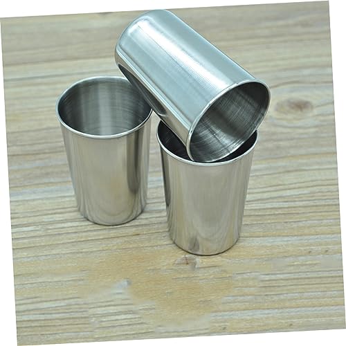 2pcs Stainless Steel Tumbler Cups Multi Use Drinking Cups for Beverages Mouthwash Easy to Clean Sleek Silver Design for Home Travel - size: 6X6cm