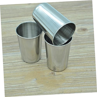 2pcs Stainless Steel Tumbler Cups Multi Use Drinking Cups for Beverages Mouthwash Easy to Clean Sleek Silver Design for Home Travel - size: 6X6cm