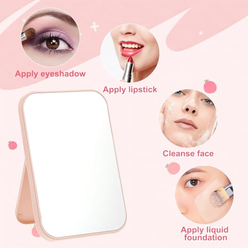 20 Pcs Spa Party Mirrors for Women, Pink Makeup Mirrors with Foldable Stand, Tabletop Vanity Mirrors Bulk, Slumber Birthday Party Favors, Sleepover Accessories, Spa Day Supplies and Gifts
