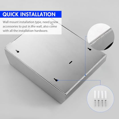 Gorlary 2 Pack Commercial Paper Towel Dispenser Wall Mount, Lockable | Brushed Stainless Steel, Fits C-Fold Multifold Trifold Paper Towels, Fingerprint Resistant, Touchless Hand Towels holder - color: Large-silver-2pack