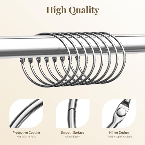Bathway Shower Curtain Rings, Bathway Shower Curtain Hooks Anti-Drop Shower Rings for Curtain, Metal Shower Curtain Rings Rust Proof, Chrome Shower Hooks for Shower Curtain Rod, Shower Rod Hook 12Pcs - color: Chrome, style: Classic Round