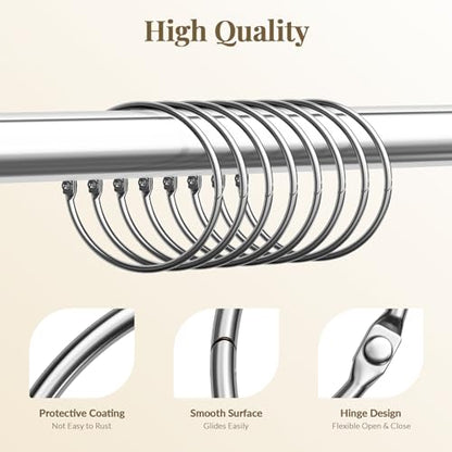 Bathway Shower Curtain Rings, Bathway Shower Curtain Hooks Anti-Drop Shower Rings for Curtain, Metal Shower Curtain Rings Rust Proof, Chrome Shower Hooks for Shower Curtain Rod, Shower Rod Hook 12Pcs - color: Chrome, style: Classic Round