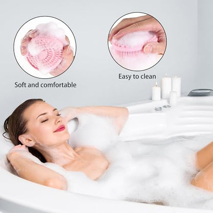 Bathroom Accessories Set with Shower Curtain Body Scrubber 12pcs | with 2 Body Scrubber, Trash Can, Toilet Brush Set, Soap Dispenser Toothbrush Holder Set, Tray, Q-tip Holder - size: Bath Set Body Scrubber