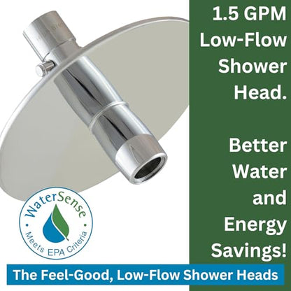 High Sierra® Solid Lead-Free Metal NEW Gen 3 'Reflections with Trickle Valve 1.25 GPM. High Efficiency Ultra Low flow Shower Head & Self-Heating 6” Fogless Mirror In One. Brushed Nickel finish - color: Brushed Nickel, size: 1.25 GPM