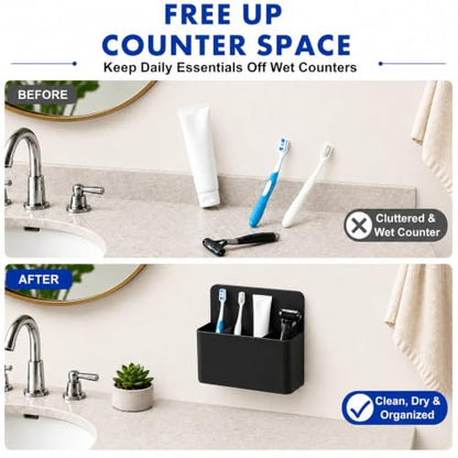 AgePlace 2 Pack Magnetic Toothbrush Holder for Cruise Ship Cabins,Wall Mounted Toothbrush Organizer with 3 Removable Dividers,Travel Must Haves,Cruise Essentials 2026 for Alaska & Caribbean Cruises - color: Black