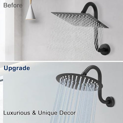 NearMoon S Shaped Shower Head Riser Arm, Shower Extender Arm with Flange, Standard 1/2" Connection- Bathroom Accessory (8 Inch, Matte Black) - color: Matte Black, style: 8 Inch