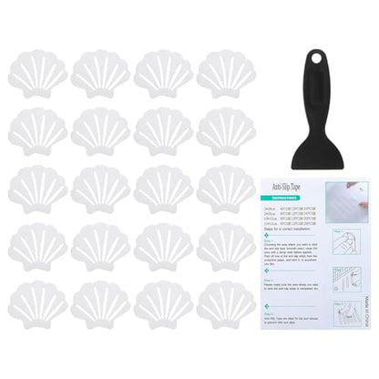 PATIKIL Bathtub Non Slip Stickers 3.54x2.76 Inch, 20 Pack Shell Safety Shower Floor Anti Slip Stickers with Adhesive Decals Scraper for Bath Tub Shower Floor Stair, Clear - color: Clear