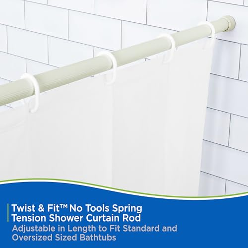 Kenney KN609L/52 Twist & Fit No Tools Spring Tension Standard Shower Curtain Rod with Non-Slip, Non-Scratch Ends, 42-72" Adjustable Length, Easy Install, Sage, 1" Diameter Rust Resistant Steel Tube - color: Sage