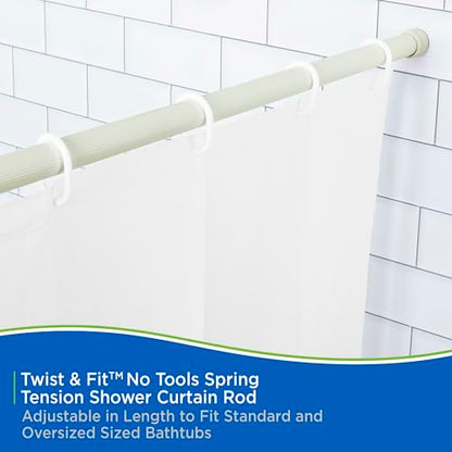 Kenney KN609L/52 Twist & Fit No Tools Spring Tension Standard Shower Curtain Rod with Non-Slip, Non-Scratch Ends, 42-72" Adjustable Length, Easy Install, Sage, 1" Diameter Rust Resistant Steel Tube - color: Sage