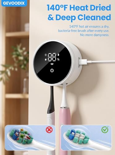 Toothbrush Sanitizer and Holder, Toothbrush Holders for Bathroom, Tooth Brush Wall-Mounted Cleaner Organizer with Auto-Inductive Cover, Air Drying Fits Most Electric, Manual and Kids’ Toothbrushes - size: Standard