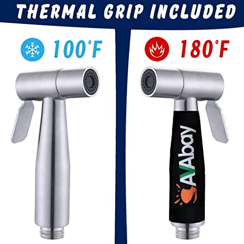 Stainless Steel Sprayer Head w/Thermal Grip-Bidet Spray w/Brushed Chrome Finish - Cloth Diaper Shattaf - Pet Wash - style: w/Thermal Grip