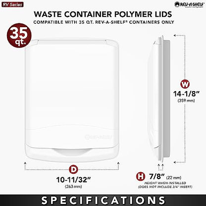 Rev-A-Shelf 50 Qt Under Sink Garbage Can Lid for Base Kitchen and Bathroom Cabinet, Replacement Plastic Trash Bin Lid Only, Green, RV-50-LID-G-1-40 - color: Green, size: 50 QT