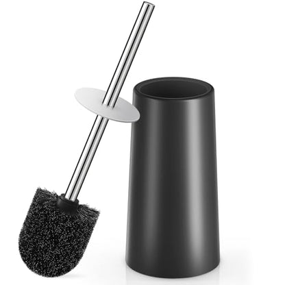 Toilet Brush and Holder, Toilet Brush with 304 Stainless Steel Long Handle, Toilet Bowl Brush for Bathroom Toilet-Ergonomic, Elegant,Durable（Black） - color: Black