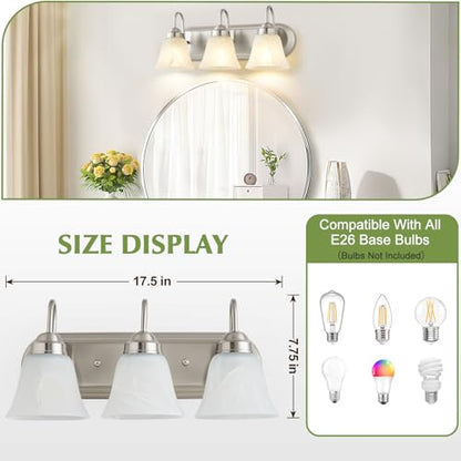 3 Light Bathroom Vanity Lights, Bathroom Light Fixtures Over Mirror, Modern Lighting Fixtures Brushed Nickel Wall Lamp Vanity Lights Apply for Mirror Living Room Cabinet Bedroom, Bulb Not Included - color: Brushed Nickel