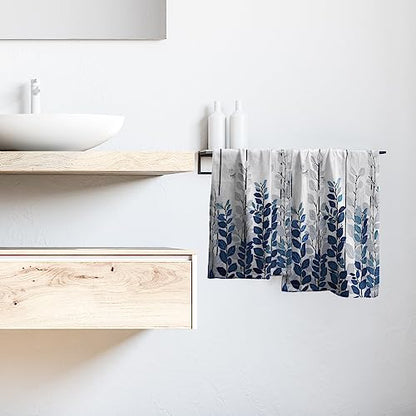 Giwawa Blue Eucalyptus Leaves Hand Towels Set of 2 Rustic Wood Soft Guest Bath Towel Kitchen Dish Towels Spa Home Bathroom Decorations - color: Blue Leaf Wood
