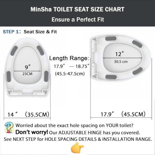 MinSha V-Shape Toilet Seat Soft Close Elongated, Matte White Easy Install