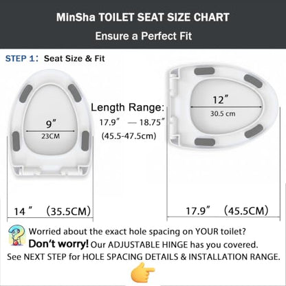 MinSha V-Shape Toilet Seat Soft Close Elongated, Matte White Easy Install