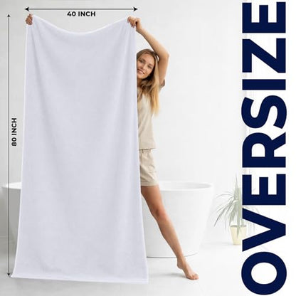 DAN RIVER Pack of 1 Oversized Bath Sheet, 40 x 80 Inches, White | 100% Cotton Jumbo Bath Towel with Extra Large Coverage, Lightweight Feel, Super Soft & Quick Dry - color: White, size: 40x80" Oversized Bath Sheet
