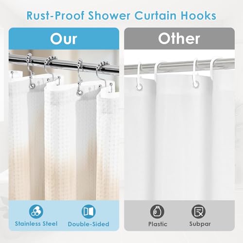 3 in 1 Shower Curtain and Liner,72 x 72 inch, Abstract Tan | Boho Modern Shower Curtain and PEVA Liner Set with 12 Rust-Resistant Metal Hooks, Waterproof Fabric Curtains for Bathroom - color: Abstract Tan
