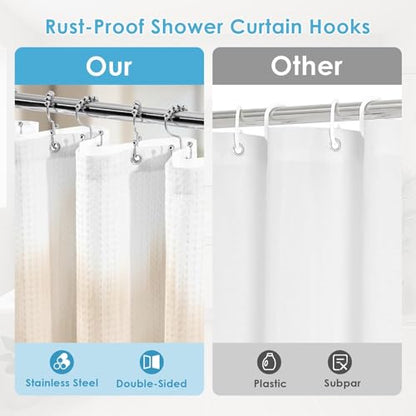 3 in 1 Shower Curtain and Liner,72 x 72 inch, Abstract Tan | Boho Modern Shower Curtain and PEVA Liner Set with 12 Rust-Resistant Metal Hooks, Waterproof Fabric Curtains for Bathroom - color: Abstract Tan