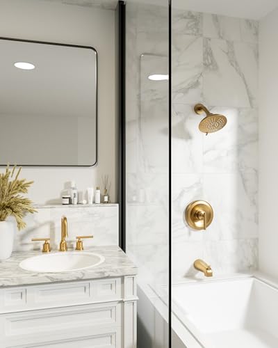 WOWOW Gold Bathroom Faucet 3 Hole, Widespread Vanity Sink Faucets 8 Inch | Copper Inlet Faucet for Bathroom Sink with Swivel Spout, 2 Handles Lavatory Tap with Drain and cUPC Supply Line (Set of 2) - color: Brushed Gold x 2, style: Upgrade-8 Inch