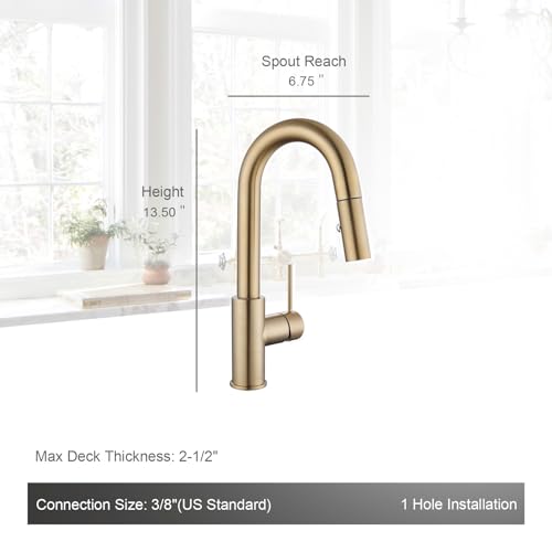 AS59CPBS Champagne Bronze Bar Faucet or Prep Kitchen Sink Faucet with Pull Down Sprayer and Single Handle - color: Champagne Bronze, style: Classic