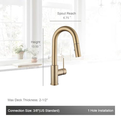 AS59CPBS Champagne Bronze Bar Faucet or Prep Kitchen Sink Faucet with Pull Down Sprayer and Single Handle - color: Champagne Bronze, style: Classic