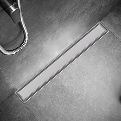 Brushed Nickel 36-Inch Linear Shower Drain with Tile Insert Grate, Rectangle Floor Drain 304 Stainless Steel Including Hair Strainer - color: Brushed, size: 36 IN