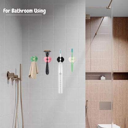 4 Pcs Heart Shaped Waterproof Silicone Toothbrush Holder,Cute Multi-Function Wall Mounted Self Adhesive Utility Hook for Hanging Towel Key Plug Cable for Kitchen Bathroom Home Office Mixed3 - color: 4pcsmixedheart3