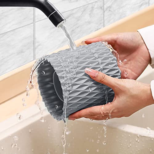 Makeup Brush Holder Organizer - 360° Rotating, 5-Slot Brush Cup for Cosmetics, Lipsticks, Pens | Vanity & Desk Organizer (Grey) - color: Grey
