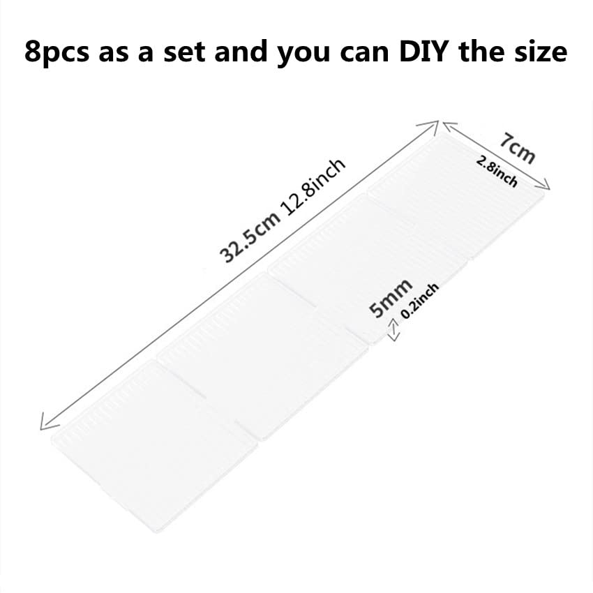 8pcs DIY Plastic Drawer Organizer Adjustable Drawer Dividers for Home Tidy Closet, Socks, Underwear, office school supplies, kitchen utensil tools (Clear White) - color: Transparent White