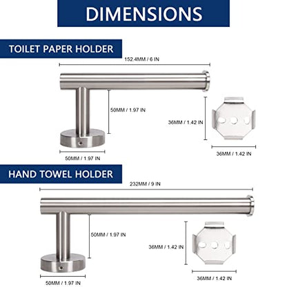 NearMoon Bath Toilet Paper Holder+ Hand Towel Holder, 2 Pieces Bathroom Hardware Set- Premium 304 Stainless Steel Toilet Roll Holder and Towel Rack Wall Mounted for Kitchen (Brushed Nickel) - color: Brushed Nickel