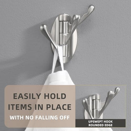 Angle Simple Bathroom Towel Hook Swivel, Robe Coat Hanger, Brushed Nickel | Zinc Alloy Foldable Robe Hook 3 Arms, Fold Flat When Not in Use, Space-Saving for Compact Rooms, Screw Wall Mount - color: Brushed Nickel, size: 1 Pack