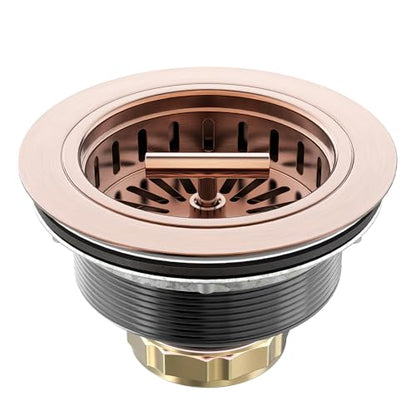 KONE Copper Sink Drain 3.5 Inch Kitchen Sink Drain Assembly Stainless Steel Sink Strainer Sink Stopper Antique Copper Basket Strainer for 3-1/2 Inch Commercial Kitchen Sink - color: Antique Copper