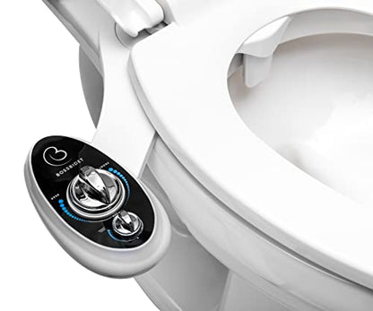 BossBidet, Luxury Bidet Toilet Seat Accessory - Water Sprayer Attachment to Clean Your Rear End. For Men, Women, Children - Non-Electric, Dual Nozzles, Aesthetic Design - Home & Bathroom Accessories - color: White & Black